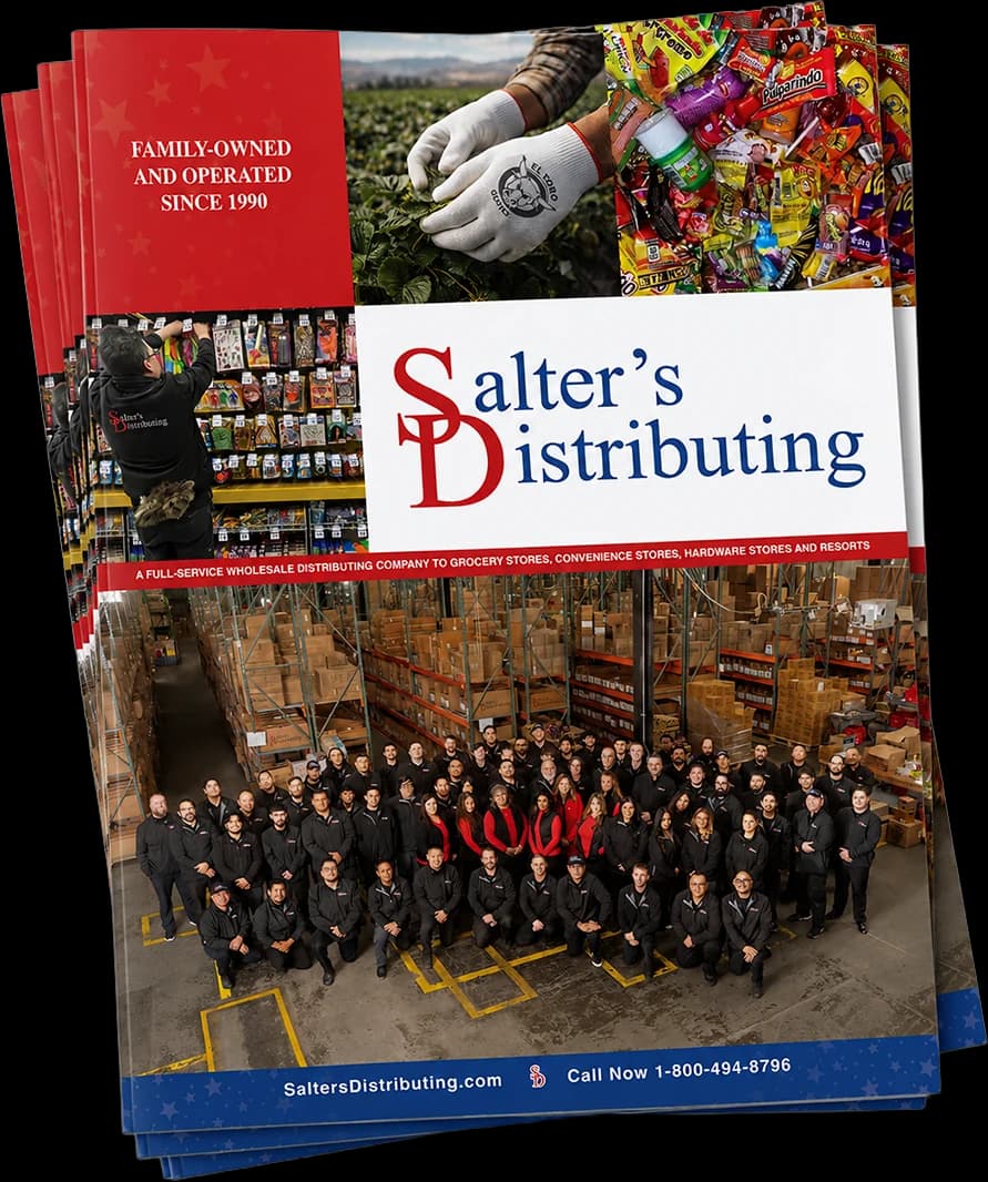 Stack of Salter's Distributing brochures
